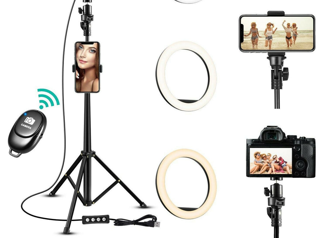8" LED Selfie Ring Light With Phone Holder Makeup Tripod