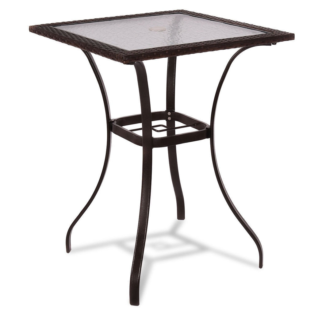 Glass Top Table Glass Dining Table Rattan Edging